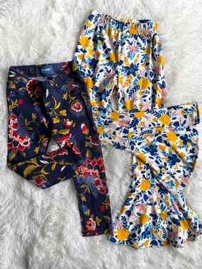 2pack Girls' Floral Jeans/Leggings Set - Navy, White, Yellow & Pink